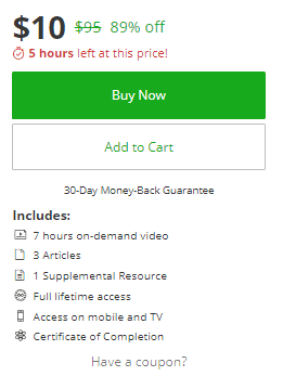 Buy Now Udemy Course Features and Price