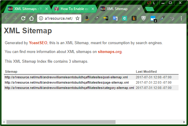 Yoast SEO Sitemap for Udemy Portfolio