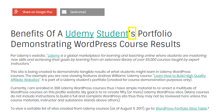 Benefits of Udemy Student's Portfolio