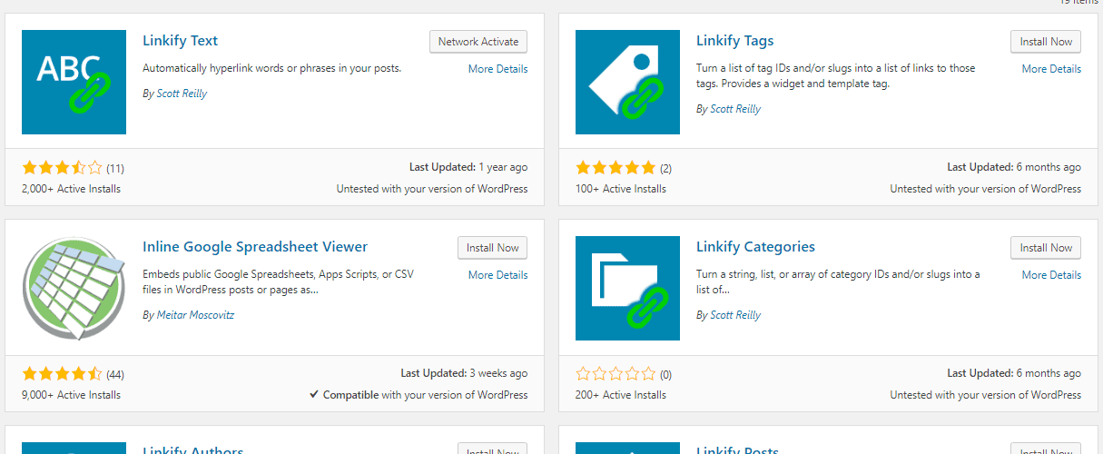 Search Linkify Text Add Plugin
