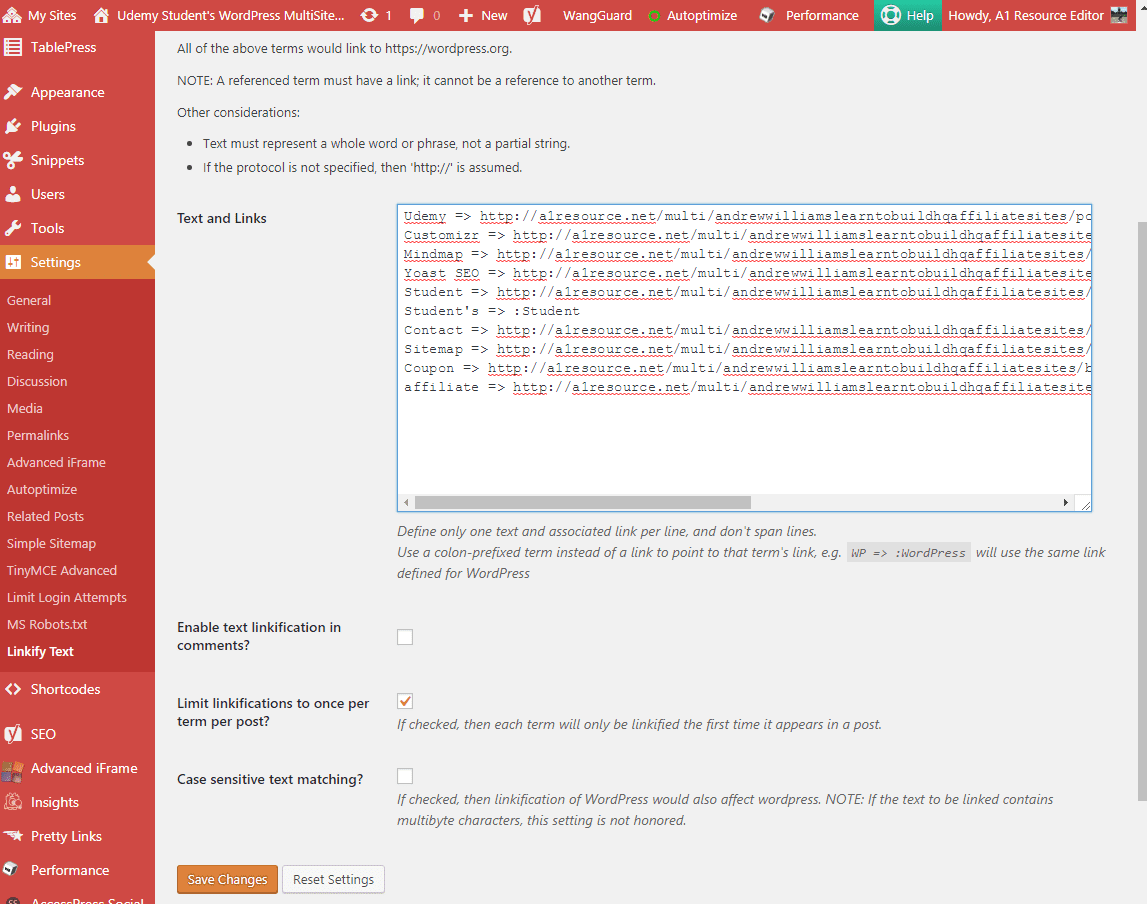 Linkify Text Linking Example