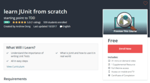 A1 Resource FREE Udemy Courses Oct 28 2017 learn JUnit from scratch