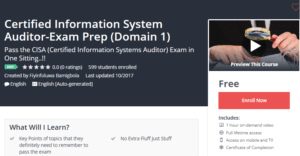 A1 Resource FREE Udemy Courses Oct 30 2017 Certified Information System Auditor Exam Prep Domain 1