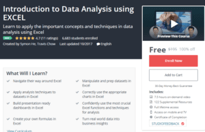 A1 Resource FREE Udemy Courses Oct 30 2017 Introduction to Data Analysis using EXCEL