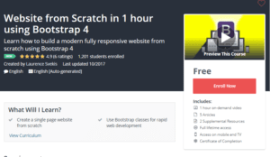 A1 Resource FREE Udemy Courses Oct 30 2017 Website from Scratch in 1 hour using Bootstrap 4