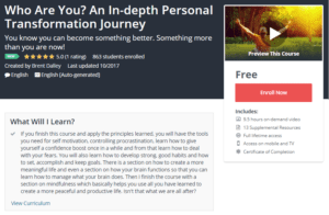 A1 Resource FREE Udemy Courses Oct 30 2017 Who Are You An In depth Personal Transformation Journey