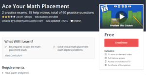 A1 Resource FREE Udemy Courses Oct 31 2017 Ace Your Math Placement