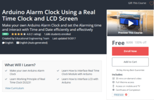 A1 Resource FREE Udemy Courses Oct 31 2017 Arduino Alarm Clock Using a Real Time Clock and LCD Screen