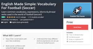 A1 Resource FREE Udemy Courses October 27 2017 English Made Simple Vocabulary For Football Soccer