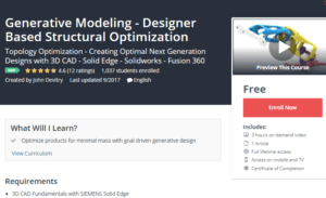 A1 Resource FREE Udemy Courses October 27 2017 Generative Modeling Designer Based Structural Optimization