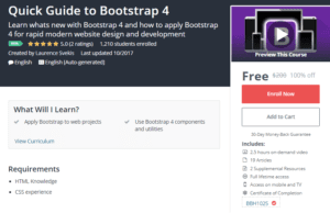 A1 Resource FREE Udemy Courses October 27 2017 Quick Guide to Bootstrap 4