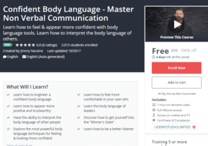A1 Resource FREE Udemy Courses October 27 2017 Confident Body Language Master Non Verbal Communication