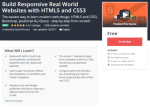 A1 Resources Free Udemy Courses October 26, 2017 - Build Responsive Real World Websites with HTML5 and CSS3