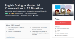 A1 Resources Free Udemy Courses October 26, 2017 - English Dialogue Master 66 Conversations in 22 Situations