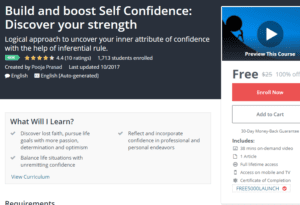 Free Udemy October 25, 2017 - Build and boost Self Confidence Discover your strength