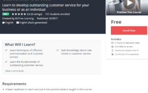 Free Udemy October 25, 2017 - Foundations of Awesome Customer Service