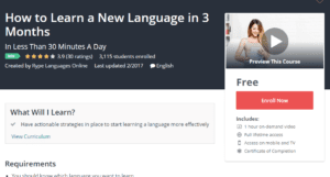 Free Udemy October 25, 2017 - How to Learn a New Language in 3 Months
