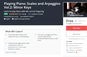 Free Udemy October 25, 2017 - Playing Piano Scales and Arpeggios Vol 2 Minor Keys