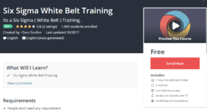Free Udemy October 25, 2017 - Six Sigma White Belt Training