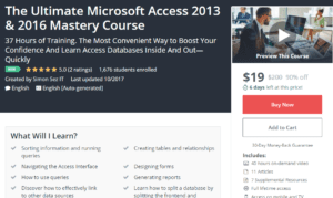 On Sale NOT FREE: Udemy October 25, 2017 - The Ultimate Microsoft Access 2013 and 2016 Mastery Course NOT FREE
