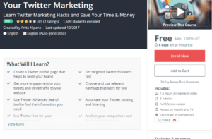 Free Udemy October 25, 2017 - Twitter Growth Hacks Automate Your Twitter Marketing
