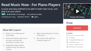 Free Udemy October 25, 2017 - Read Music Now For Piano Players