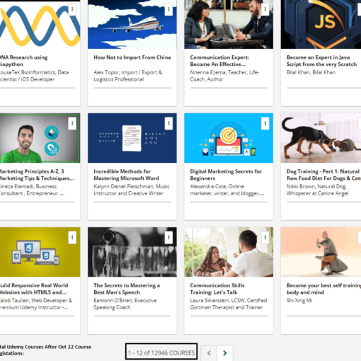 Total Udemy Courses October 22, 2017 -12,946 Courses