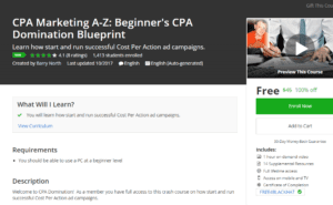 FREE Udemy October 24, 2017 - CPA Marketing A Z Beginners CPA Domination Blueprint