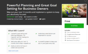 FREE Udemy October 24, 2017 - Powerful Planning and Great Goal Setting for Business Owners