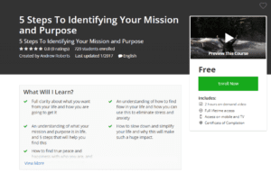 Udemy Free Oct 20 2017: 5 Steps To Identifying Your Mission and Purpose