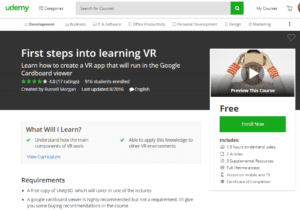 Udemy Free Oct 20 2017: First steps into learning VR