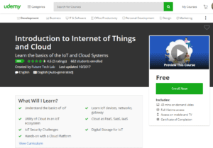 Udemy Free Oct 20 2017: Introduction to Internet of Things and Cloud