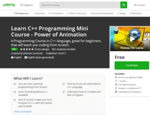 Udemy Free Oct 20 2017: Learn C++ Programming Mini Course Power of Animation