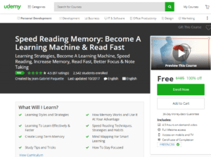Udemy Free Oct 20 2017: Speed Reading Memory Become A Learning Machine and Read Fast