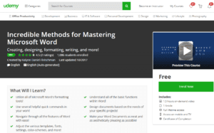 Udemy Free Oct 22, 2017:  Incredible Methods for Mastering Microsoft Word