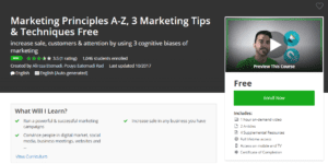 Udemy Free Oct 22, 2017:  Marketing Principles A Z 3 Marketing Tips and Techniques