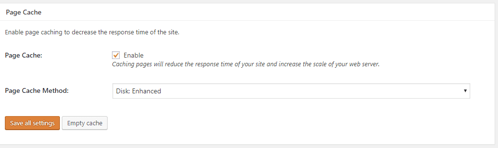 W3 Total Cache Page Cache Enabled