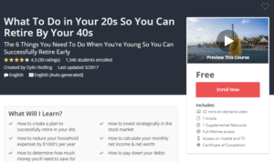 A1 Resource FREE Udemy Courses Nov 1, 2017 - What To Do in Your 20s So You Can Retire By Your 40s