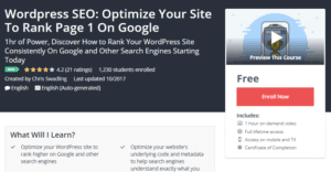 A1 Resource FREE Udemy Courses Nov 1, 2017 - Wordpress SEO Optimize Your Site To Rank Page 1 On Google