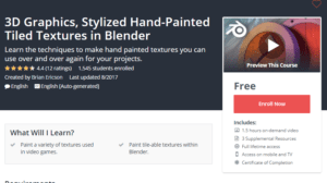 A1 Resource FREE Udemy Courses Nov 11, 2017 – 3D Graphics Stylized Hand Painted Tiled Textures in Blender