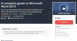 A1 Resource FREE Udemy Courses Nov 11, 2017 – A complete guide to Microsoft Word 2013