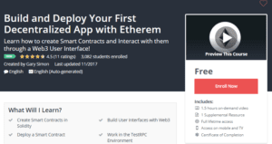 A1 Resource FREE Udemy Courses Nov 11, 2017 – Build and Deploy Your First Decentralized App with Etherem