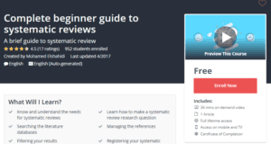 A1 Resource FREE Udemy Courses Nov 11, 2017 – Complete beginner guide to systematic reviews