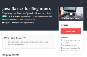 A1 Resource FREE Udemy Courses Nov 11, 2017 – Java Basics for Beginners