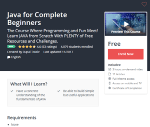 A1 Resource FREE Udemy Courses Nov 11, 2017 – Java for Complete Beginners
