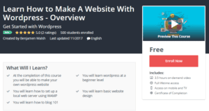 A1 Resource FREE Udemy Courses Nov 11, 2017 – Learn How to Make A Website With Wordpress Overview