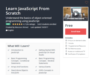 A1 Resource FREE Udemy Courses Nov 11, 2017 – Learn JavaScript From Scratch