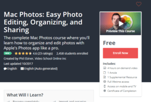 A1 Resource FREE Udemy Courses Nov 11, 2017 – Mac Photos Easy Photo Editing Organizing and Sharing