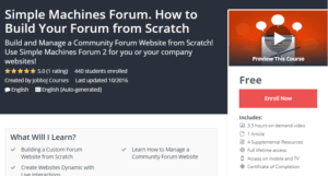 A1 Resource FREE Udemy Courses Nov 11, 2017 – Simple Machines Forum How to Build Your Forum from Scratch