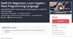 A1 Resource FREE Udemy Courses Nov 11, 2017 – Swift for Beginners Learn Apples New Programming Language